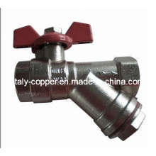 Brass Y- Strainer Ball Valve with Buttefly Handle